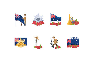 Variety australia icon set pack vector design