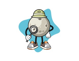 Moon archaeologist cartoon. Mascot Character vector.