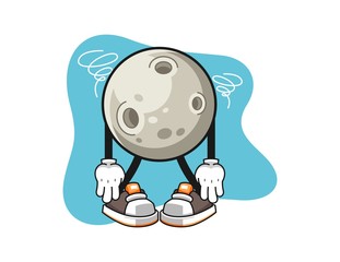 Moon broken spirit cartoon. Mascot Character vector.