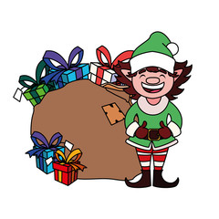 Merry christmas elf cartoon vector design