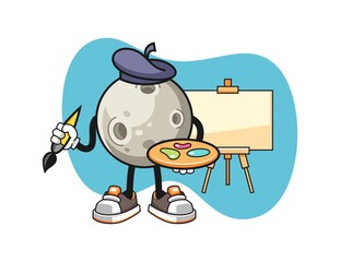 Moon artist cartoon. Mascot Character vector.