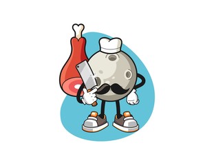 Moon butcher cartoon. Mascot Character vector.