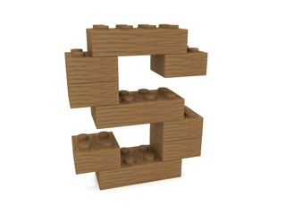 Letter S concept built from toy wood bricks