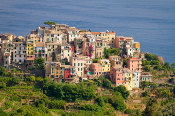 Fototapeta na wymiar Corniglia (Cinque Terre Italy) Liguria, Italy coastline of Riviera
