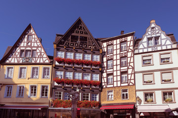 Obraz premium Old Timbered houses in the picturesque village of Cochem, Rhineland-Palatinate, Germany, Europe