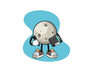 Moon graphic designer cartoon. Mascot Character vector.
