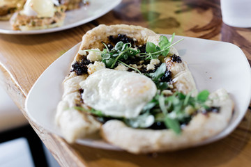 Flatbread with Poached Egg and Micro Greens