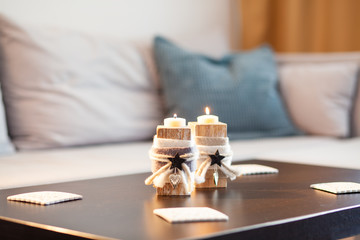 cozy candles in a living room