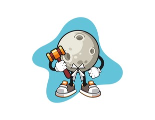 Moon judge cartoon cartoon. Mascot Character vector.