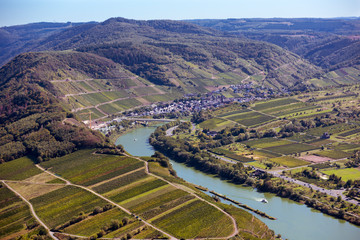 View of the village Neff on the big Mosel loop, district of Cochem-Zell, Moselle, Rhineland-Palatinate, Germany, Europe