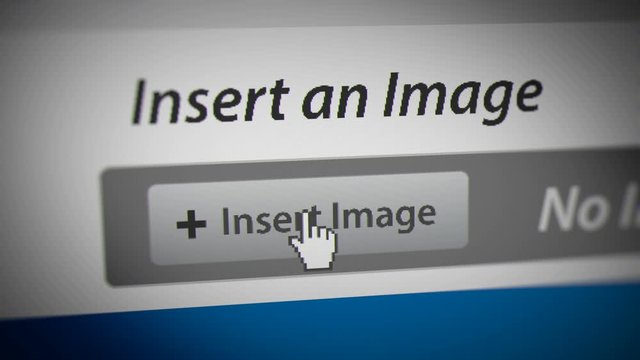 Mouse Cursor Clicking "Insert Image" Button on Monitor Screen