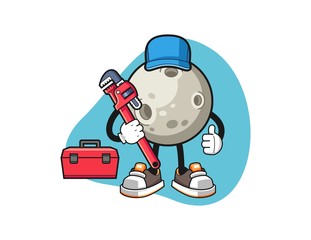 Moon plumber cartoon. Mascot Character vector.