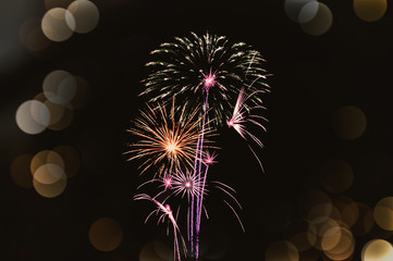 Abstract colored firework background with free space for text