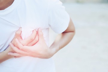 Naklejka premium Man with chest pain, heart attack Health care concept