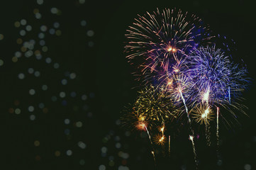 Abstract colored firework background with free space for text