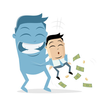 blue man hugging businessman money clip art preview