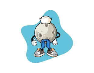 Moon sailor man cartoon. Mascot Character vector.