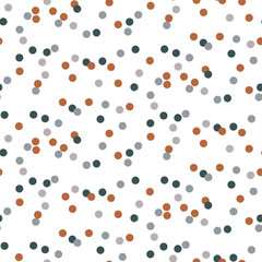 Confetti dots seamless vector pattern. Earthy colors abstract paper design.