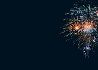 Abstract colored firework background with free space for text