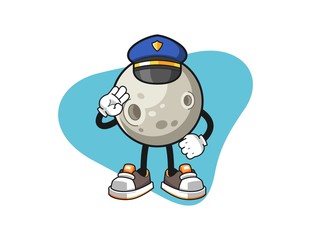 Fototapeta premium Moon police officer cartoon. Mascot Character vector.