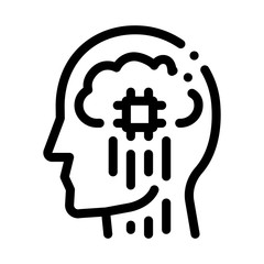 Head Nerve Impulses Biohacking Icon Vector Thin Line. Contour Illustration