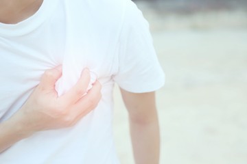 Fototapeta premium Man with chest pain, heart attack Health care concept