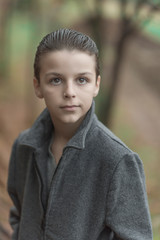 portrait of boys with different facial expressions, outdoor photography