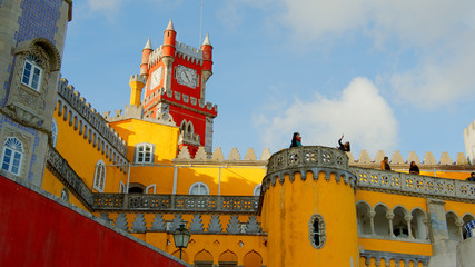 Colorful buildings of National Palace of Pena at Sintra - travel photography
