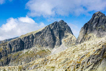 Peak - Javorovy stit (Jaworowy Szczyt) in the High Tatras in Slovakia. View on a beautiful sunny autumn day.