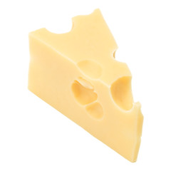Cubes of cheese. Cheese block isolated over white background cutout.