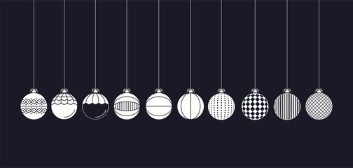 vector white Christmas balls decoration