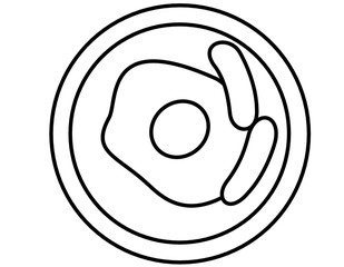 目玉焼き皿ウインナ(線画)