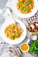 bulgur with seafood