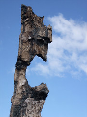 One of the stran scupltured figure we have been finding after forest fires. Some remind us of Tiki ...