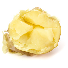 one boiled peeled potato half isolated on white background cutout