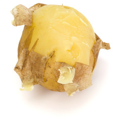 one boiled peeled potato isolated on white background cutout