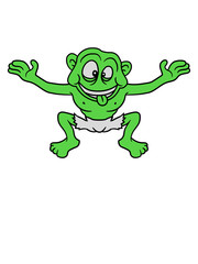 monster springen clipart kostüm verkleidung halloween horror verwandelt grün knom kobold troll ork klein design comic cartoon frech