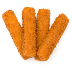 Crispy Fish fingers isolated on white background