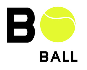 B is for ball graphic, phonics learning aid, vector illustration