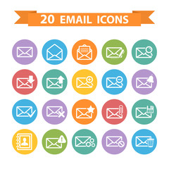 Flat Email icons set
