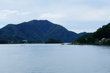 Fototapeta na wymiar Neighborhood of mount Fuji before a quiet lake