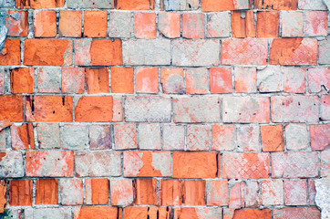 Obraz premium Old wall of red brick, background texture