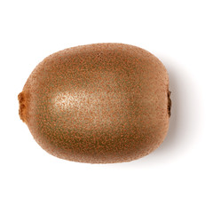 Whole kiwi fruit isolated on white background closeup. Kiwifruit flatlay. Flat lay, top view.