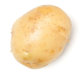 potato isolated on white background. Top view, flat lay.