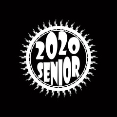 Stylish design for printing on high school graduation clothes. The senior design in the form of a print on a t-shirt. Logo on a dark background for graduation.