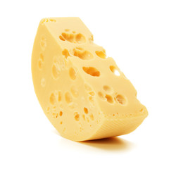 Cheese block isolated on white background cutout