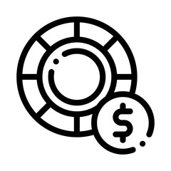 Poker Betting And Gambling Icon Vector Thin Line. Contour Illustration