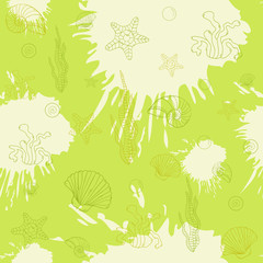 Naklejka premium Marine algae,seamless pattern blue