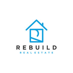 Real estate building logo - house building contractor identity window roof home improvement