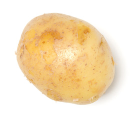 potato isolated on white background. Top view, flat lay.